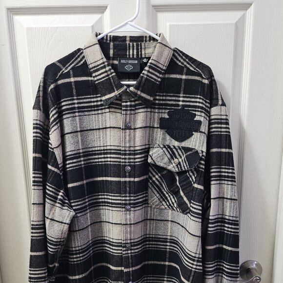 Harley Davidson Wool Button Flannel - Picture 1 of 5